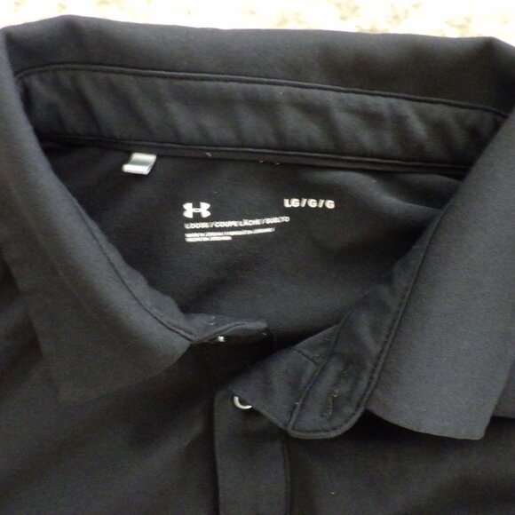 Under Armour Mens Polo Golf Short Sleeve Shirt Black Size Large Loose Fit Sporty - Picture 3 of 6